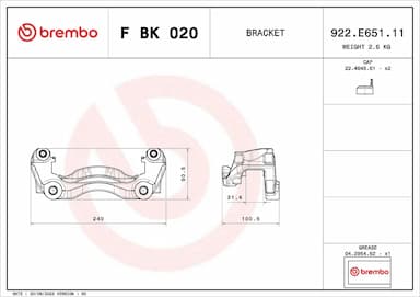 Bremžu suporta skavas stipr. korpusa kompl. BREMBO F BK 020 2