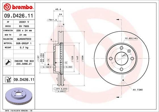 Bremžu diski BREMBO 09.D426.11 1