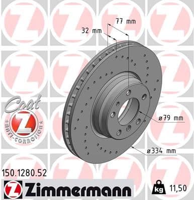 Bremžu diski ZIMMERMANN 150.1280.52 1