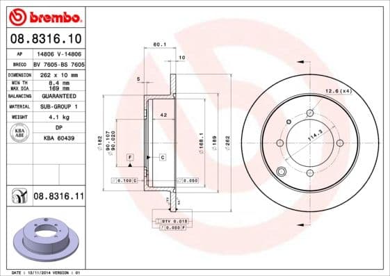 Bremžu diski BREMBO 08.8316.11 1