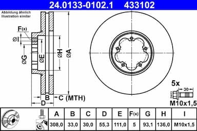 Bremžu diski ATE 24.0133-0102.1 1