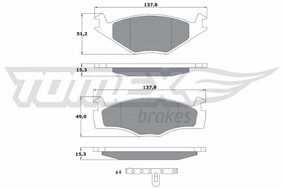 Bremžu uzliku kompl., Disku bremzes TOMEX Brakes TX 10-14 1