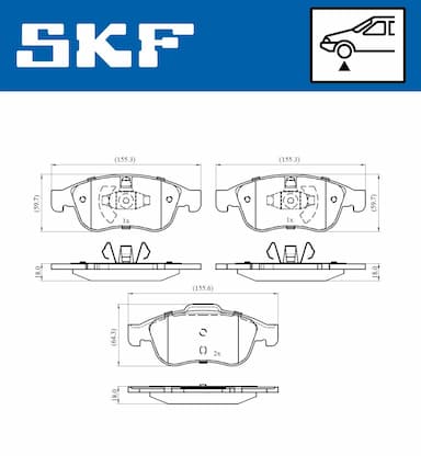 Bremžu uzliku kompl., Disku bremzes SKF VKBP 80015 4