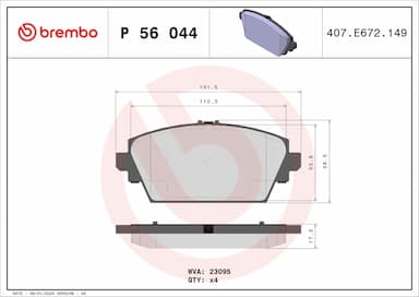 Bremžu uzliku kompl., Disku bremzes BREMBO P 56 044 1