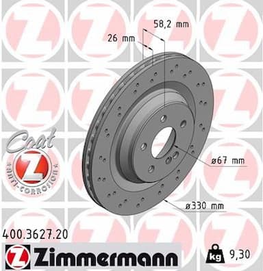 Bremžu diski ZIMMERMANN 400.3627.20 1