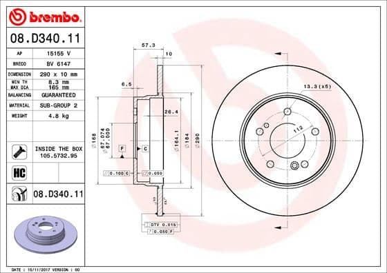 Bremžu diski BREMBO 08.D340.11 1