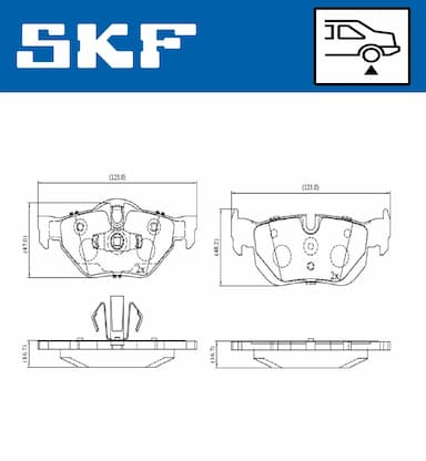 Bremžu uzliku kompl., Disku bremzes SKF VKBP 90095 2