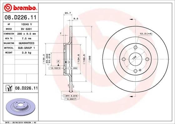 Bremžu diski BREMBO 08.D226.11 1