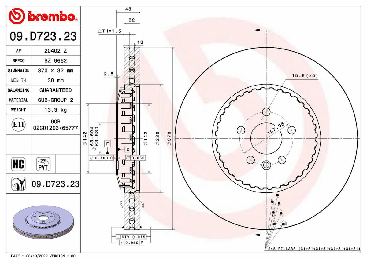 Bremžu diski BREMBO 09.D723.23 1