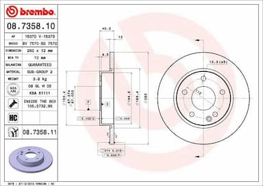 Bremžu diski BREMBO 08.7358.11 1