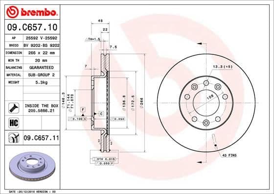 Bremžu diski BREMBO 09.C657.11 1