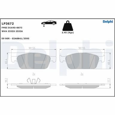 Bremžu uzliku kompl., Disku bremzes DELPHI LP3672 1