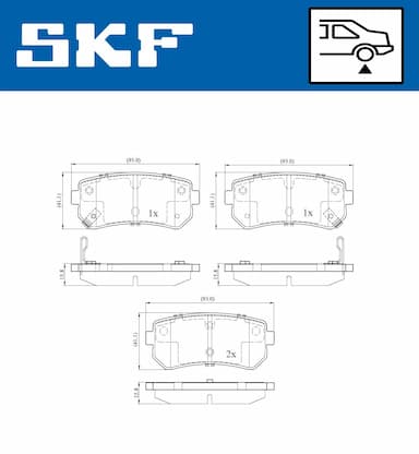 Bremžu uzliku kompl., Disku bremzes SKF VKBP 90054 A 2