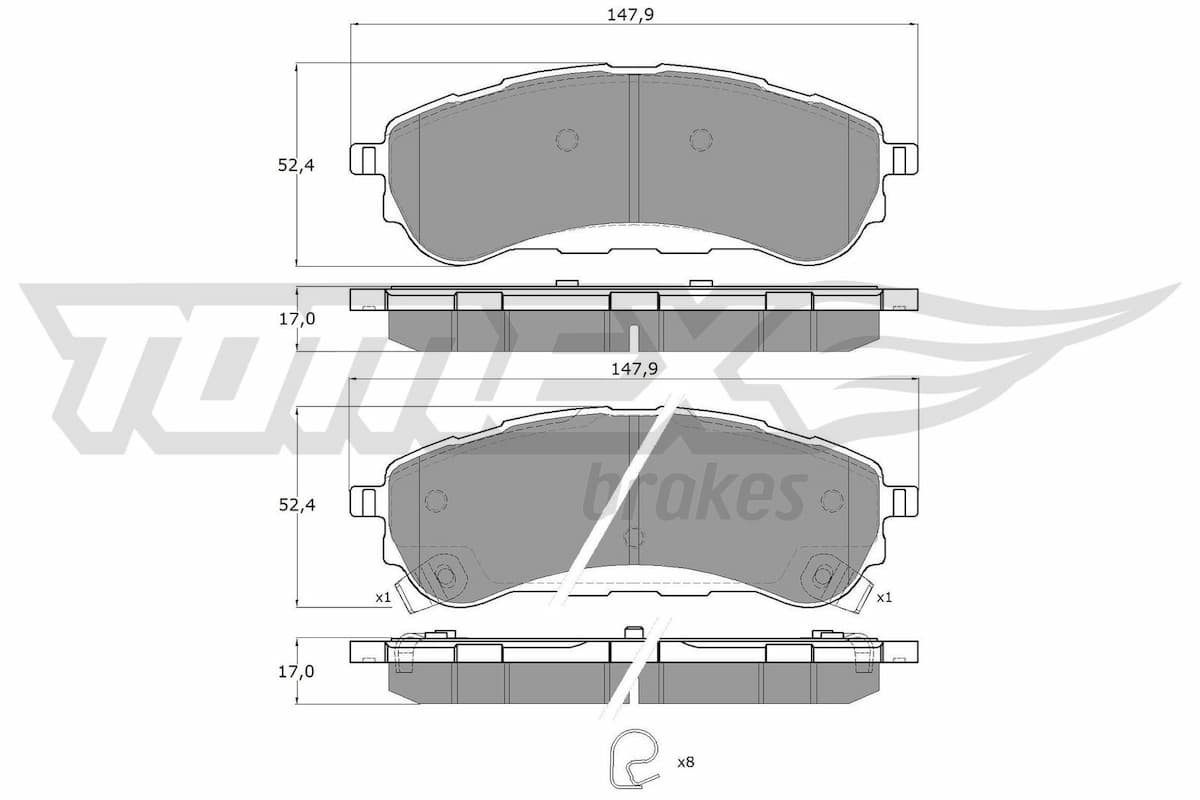 Bremžu uzliku kompl., Disku bremzes TOMEX Brakes TX 19-94 1