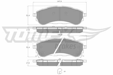 Bremžu uzliku kompl., Disku bremzes TOMEX Brakes TX 19-94 1