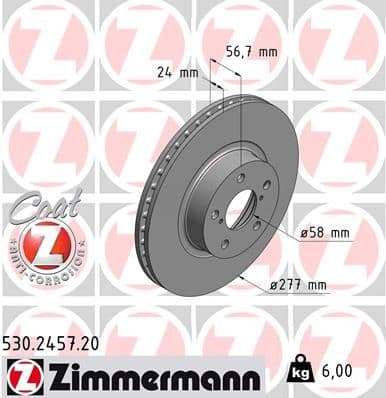 Bremžu diski ZIMMERMANN 530.2457.20 1