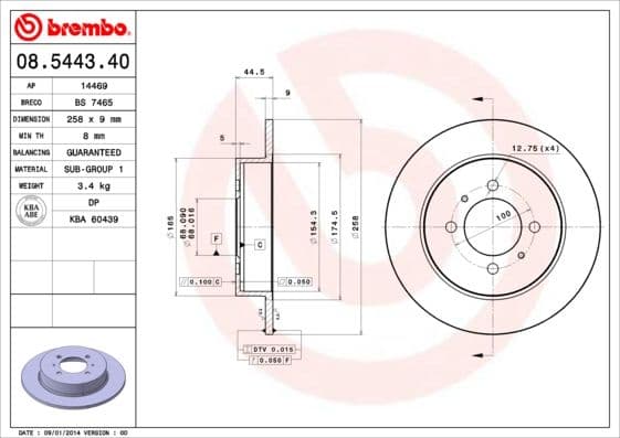 Bremžu diski BREMBO 08.5443.40 1