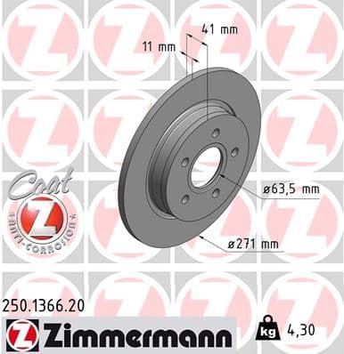 Bremžu diski ZIMMERMANN 250.1366.20 1