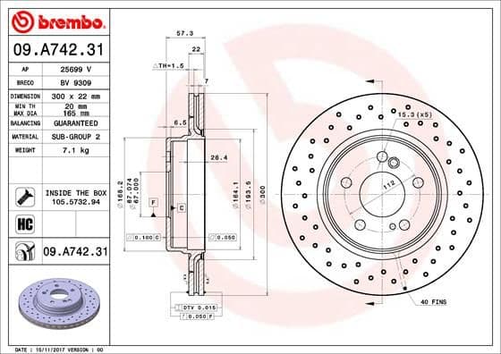 Bremžu diski BREMBO 09.A742.31 1