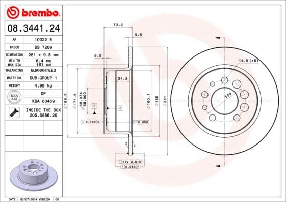 Bremžu diski BREMBO 08.3441.24 1