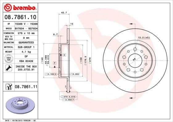 Bremžu diski BREMBO 08.7861.11 1