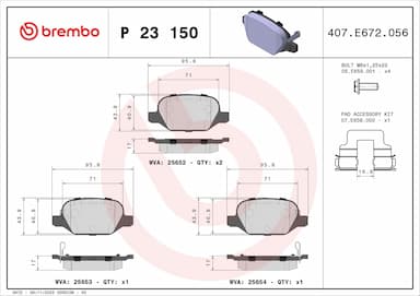 Bremžu uzliku kompl., Disku bremzes BREMBO P 23 150 1