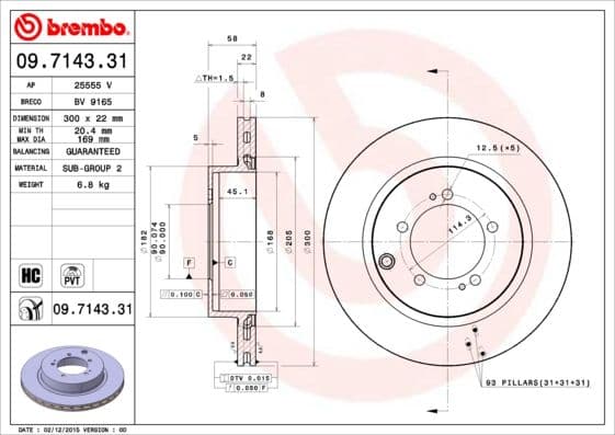 Bremžu diski BREMBO 09.7143.31 1