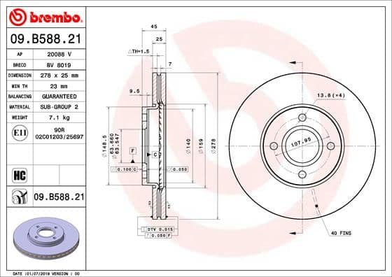 Bremžu diski BREMBO 09.B588.21 1