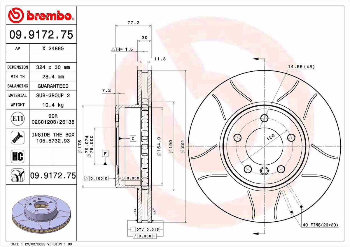 Bremžu diski BREMBO 09.9172.75 1