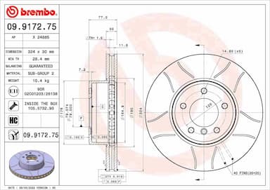 Bremžu diski BREMBO 09.9172.75 1