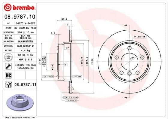 Bremžu diski BREMBO 08.9787.11 1