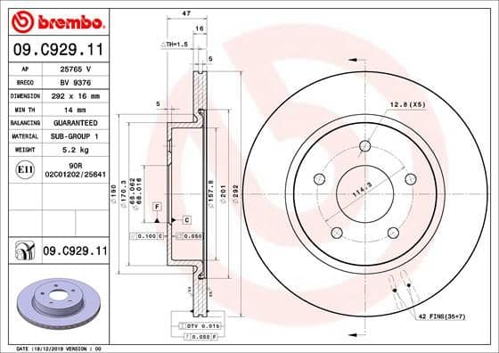 Bremžu diski BREMBO 09.C929.11 1