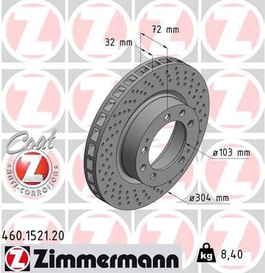 Bremžu diski ZIMMERMANN 460.1521.20 1