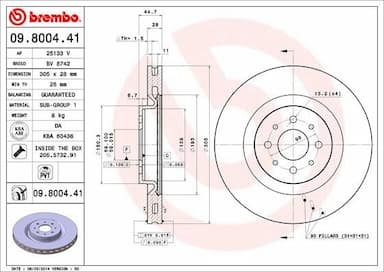 Bremžu diski BREMBO 09.8004.41 1