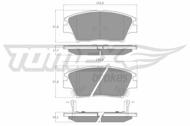 Bremžu uzliku kompl., Disku bremzes TOMEX Brakes TX 19-01 1