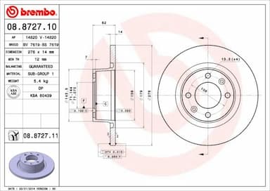 Bremžu diski BREMBO 08.8727.11 1