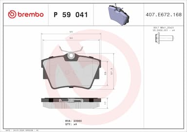 Bremžu uzliku kompl., Disku bremzes BREMBO P 59 041 1