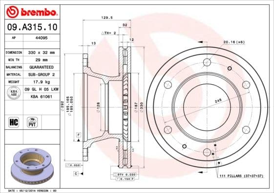 Bremžu diski BREMBO 09.A315.10 1