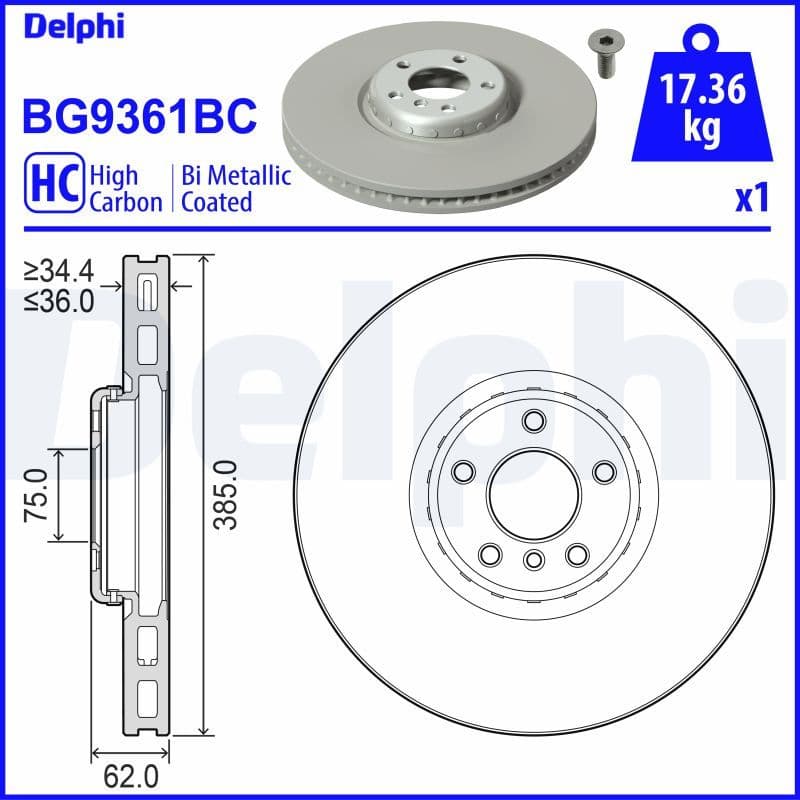 Bremžu diski DELPHI BG9361BC 1