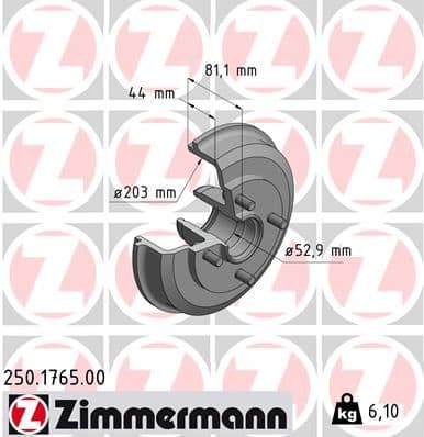 Bremžu trumulis ZIMMERMANN 250.1765.00 1