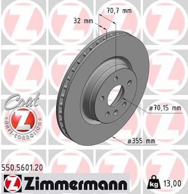 Bremžu diski ZIMMERMANN 550.5601.20 1