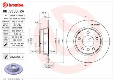 Bremžu diski BREMBO 08.5366.21 1