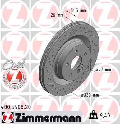 Bremžu diski ZIMMERMANN 400.5508.20 1