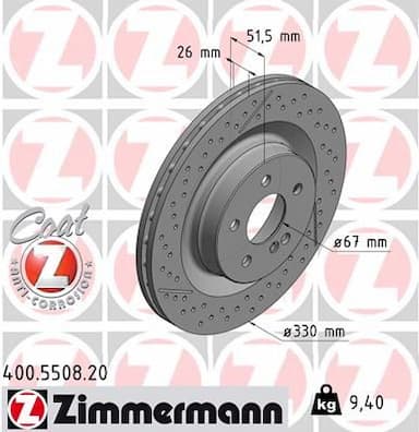 Bremžu diski ZIMMERMANN 400.5508.20 1