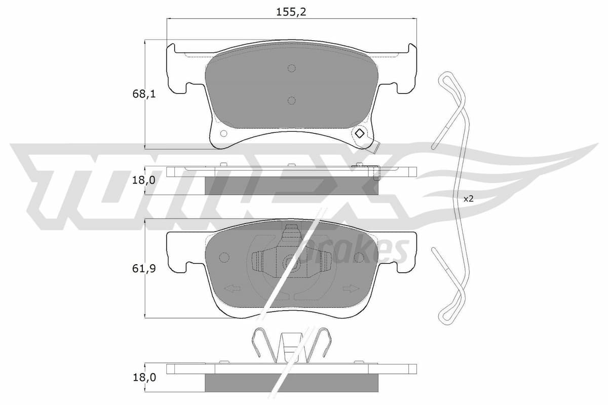 Bremžu uzliku kompl., Disku bremzes TOMEX Brakes TX 17-93 1