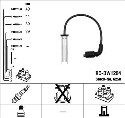 Augstsprieguma vadu komplekts NGK 6258 1