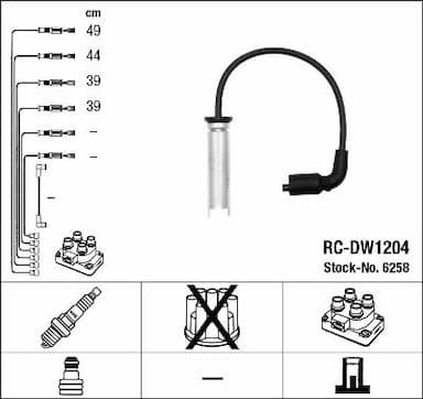 Augstsprieguma vadu komplekts NGK 6258 1