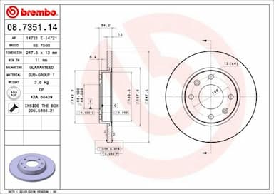 Bremžu diski BREMBO 08.7351.14 1