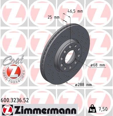 Bremžu diski ZIMMERMANN 600.3236.52 1