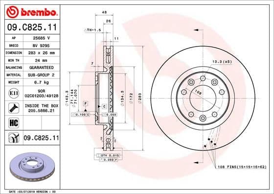 Bremžu diski BREMBO 09.C825.11 1